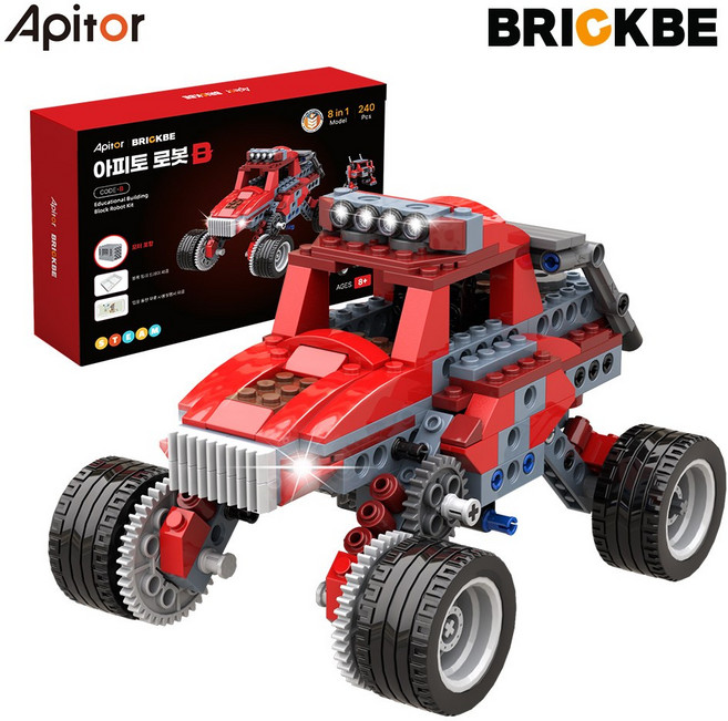 아피토 코딩로봇 브릭비 로봇B 보이 선물 초등학생 장난감 생일선물 레고 호환 코딩교육, 1개