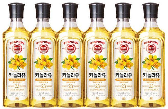 사조해표 카놀라유 500mlx6병, 500ml, 6개