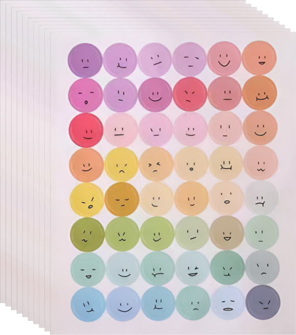 모란디 컬러 스마일 스티커, 1세트, 02. 레인보우(S2414)