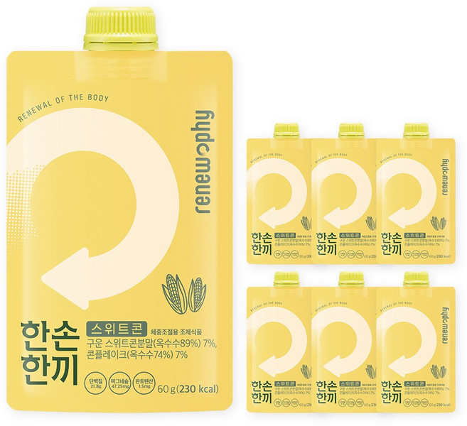 한손한끼 단백질 쉐이크 파우치 프로틴 식사대용, 60g, 7개