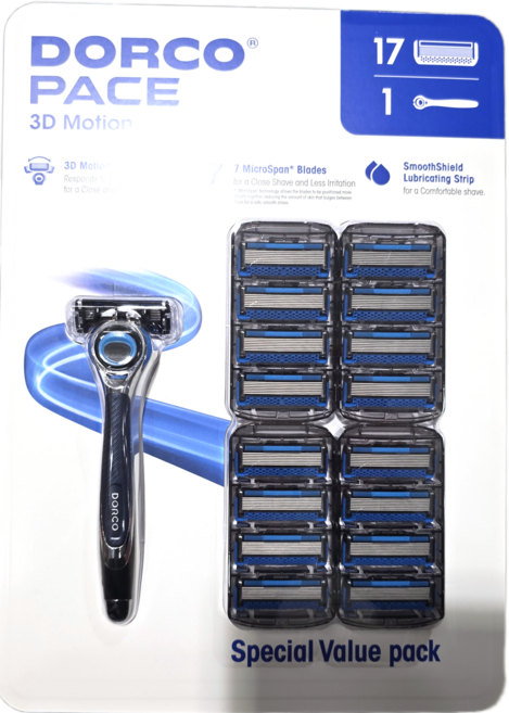 도루코 페이스 3D 모션 7중날 면도기+면도날 17개, 1세트, 면도기 1개/면도날 17개