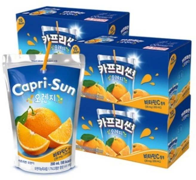 농심 카프리썬 오렌지, 200ml, 10개