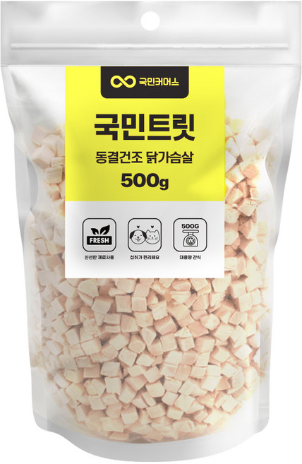 국민트릿 동결건조 닭가슴살 500g 애견 강아지 간식 트릿, 1개