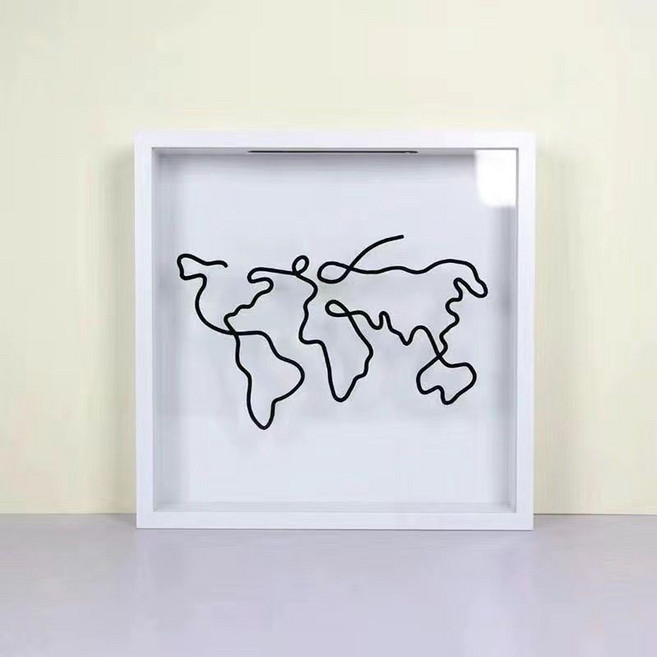 Reder 地圖造型收納相框 紀念品展示框 票根收藏盒 29x29公分 白色, 白色（現貨）,外徑29x29CM, 1個