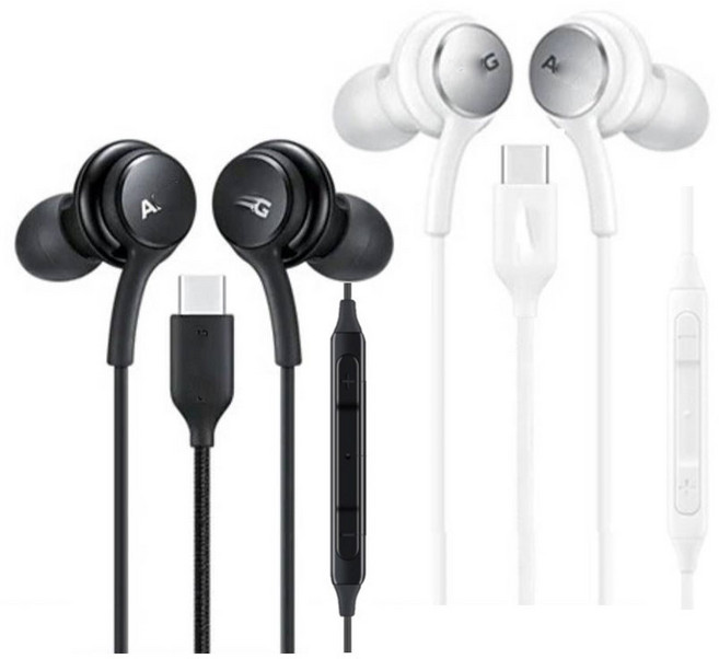 삼성 호환 C타입 유선 이어폰, 블랙, 1개