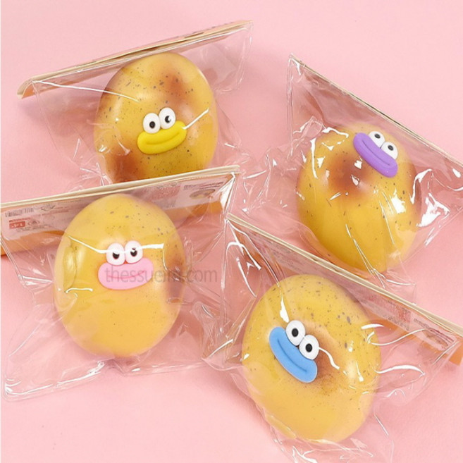 감자 말랑 빵쑥이 4종세트 블루+옐로우+핑크+퍼플 감자빵 말랑이 감자빵떡 말랑이 스퀴시 주물럭