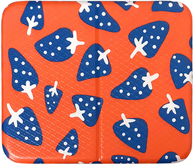 토탈하우스 딸기방석 (오렌지) 사우나방석 1인용 접이식방석 목욕방석 휴대용방석 쿠션방석 다용도미니매트, 오렌지