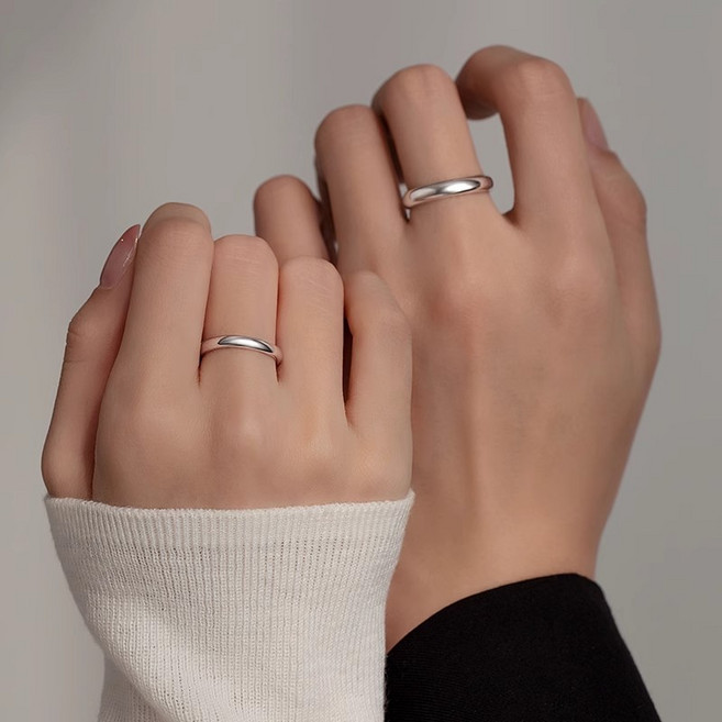 FANSYLI 1+1 커플링 조절형 반지 심플 반지 선물추천 남여 심플 커플 반지 학생 반지 발렌타인 선물 기념일 선물 Rt2604A07