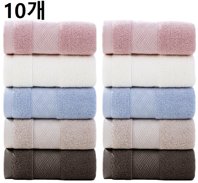 록신 순면 부드러운 타월 110g 30수 10종세트 흡수력 세안 타월 헤어타월 추천 고급 순면 타월 보들보들 무자극 여행용 헬스장 필수 아이템, 1세트, 혼합