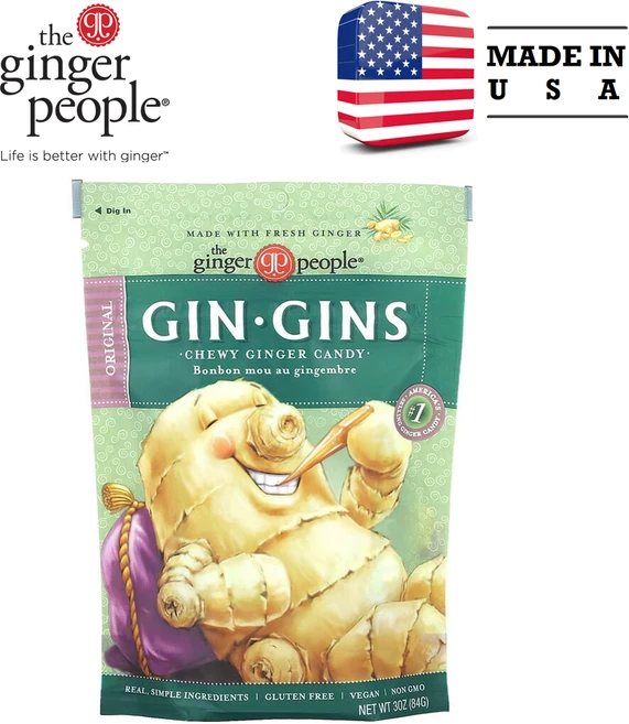 The Ginger People Gin Gins 씹어 먹는 생강 캔디 84g (3oz), 1개 - 쿠팡