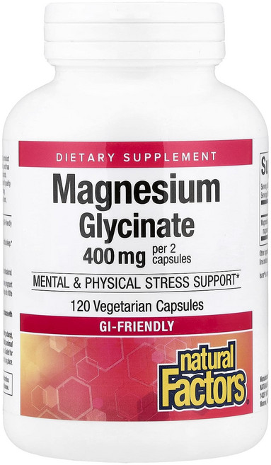 네추럴팩터스 마그네슘 비스글리시네이트 200mg 베지테리안 캡슐, 1개, 120정