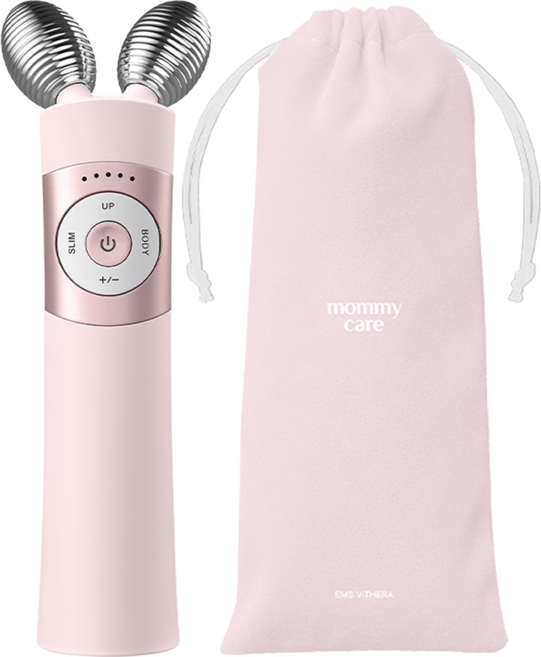 마미케어 홈케어 뷰티 디바이스 얼굴 마사지기 EMS 브이쎄라 + 파우치, 핑크