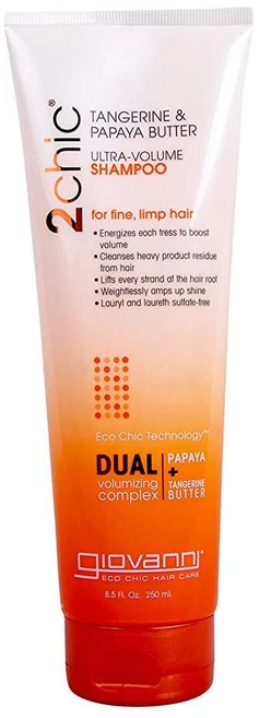 Giovanni Cosmetics 2chic 울트라 볼륨 샴푸 탠저린/파파야 버터 241g(8.5온스), 250ml, 1개 - 쿠팡