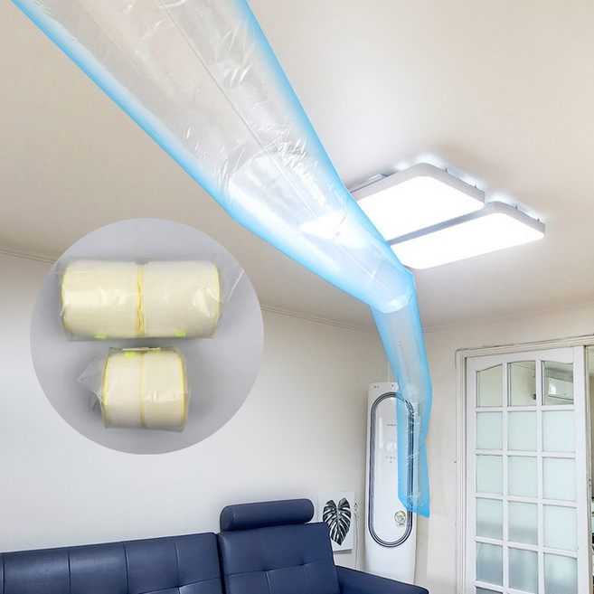 고급형 에어컨 비닐터널 + 벨크로테잎 세트 긴 봉투 에어컨없는 방 연결 통로 작업현장 시원한 바람, 고급형 폭450mmx길이15M+벨크로테잎 25mmx1M, 1개