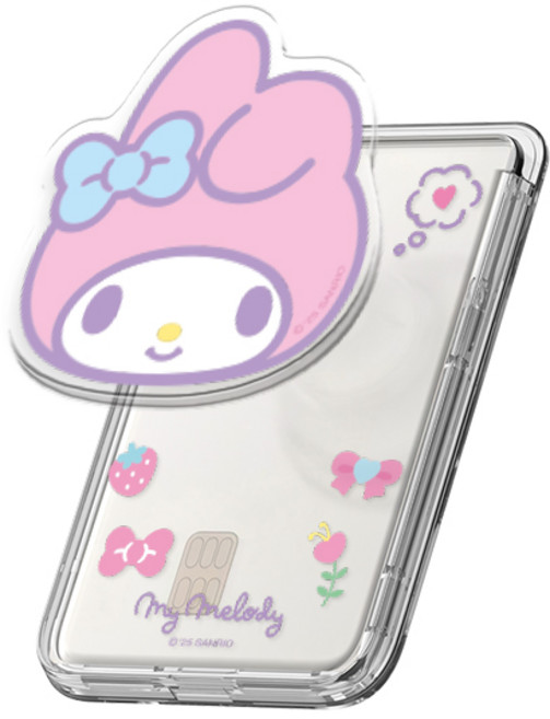 산리오 아크릴 그립 스마트톡 투명 마그네틱 카드지갑(맥세이프 호환), 1개, 큐티_마이멜로디