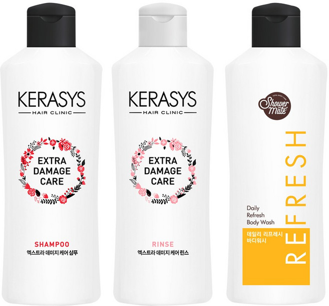애경 케라시스 엑스트라 데미지 케어 180ml 샴푸 + 린스 + 샤워메이트 리프레시 망고 바디워시, 케라시스 엑스트라 데미지 샴푸 180ml(6097742, 1개