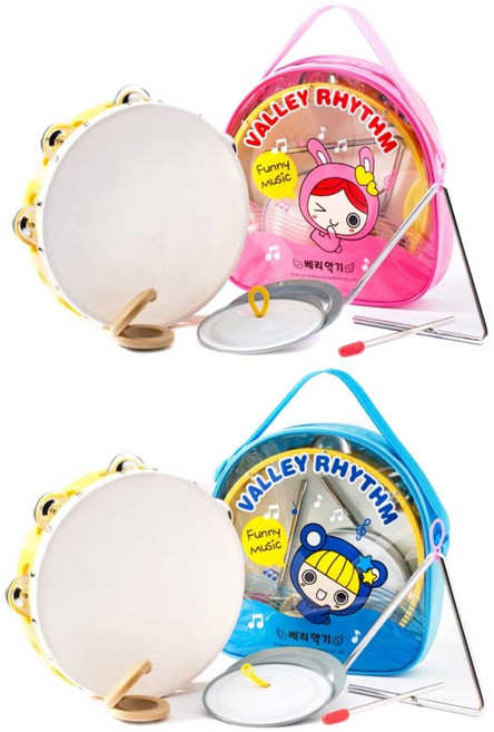 인효악기 리듬악기세트 탬버린 트라이앵글 캐스터네츠 심벌즈, 핑크, 1개