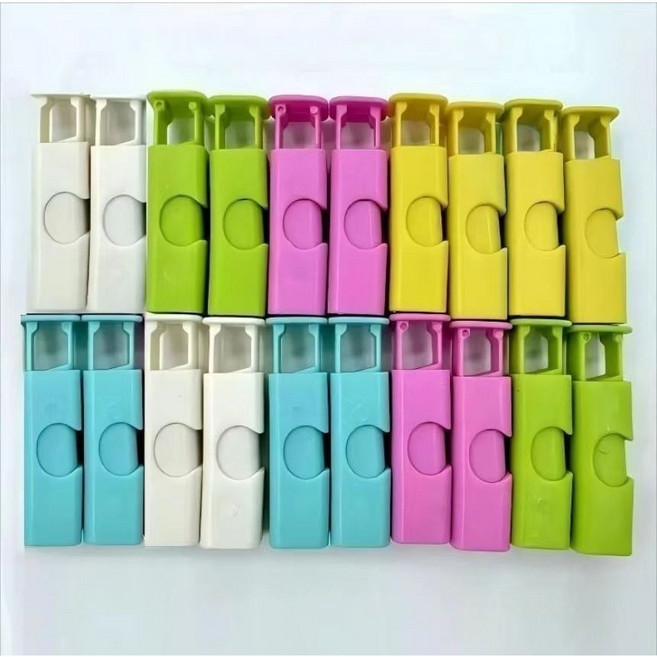 재사용 가능 다용도 원터치 식품 봉지클립 밀봉 딸깍 봉지집게 20p 세트, 노랑4P+화이트4P+그린4P+블루4P+핑크4P, 1세트