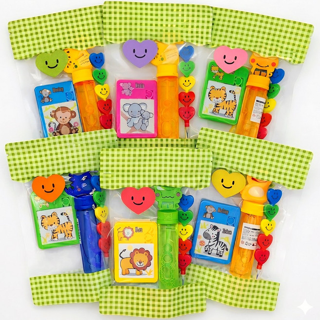 어린이집생일답례품 비눗방울6개 퍼즐6개 꼬치연필6개, 1세트