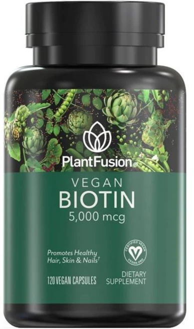 PlantFusion Vegan Biotin from Premium Vegan Biotin for Women and Men 5000mcg Natural Hair Skin and, 120정, 1개 - 쿠팡