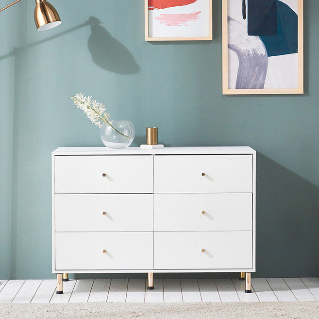 집무드 버디 속 깊은 3단 와이드 서랍장 1100, 화이트, 6개