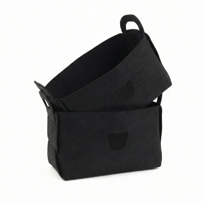 [대형 1+1] 다용도 트렁크 정리함 2개 세트 펄트 바구니, 블랙1+블랙1