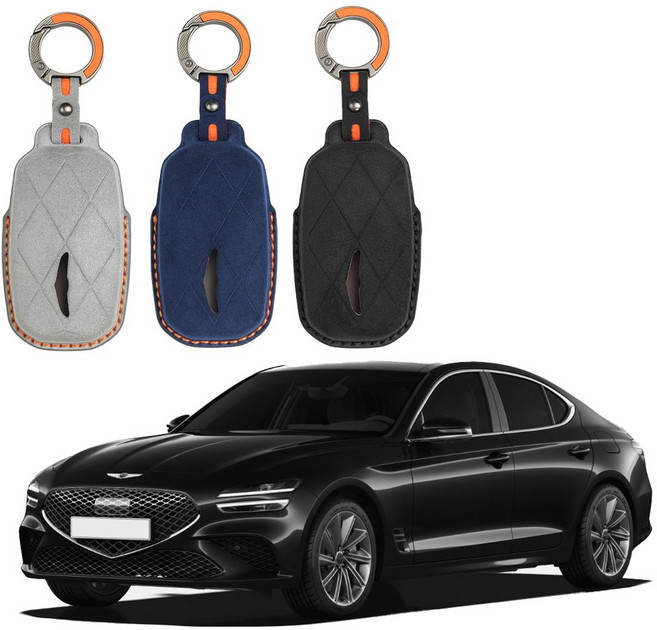 알칸타라 스마트키 커버 올뉴 G70 6버튼 8버튼 케이스, 제네시스GN-C6(6버튼), 블랙