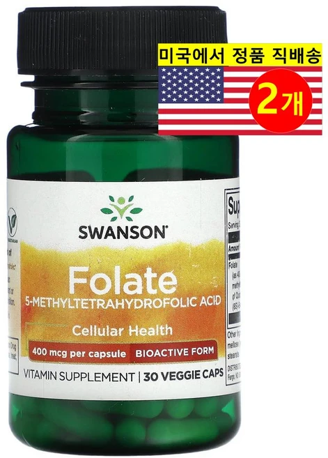 미국 Swanson folate 엽산 (5-MTHF) 400mcg 30캡슐 x 2통, 2개 - 쿠팡