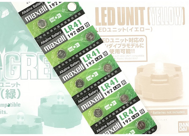 【鋼普拉模型】BANDAI LED燈專用 MAXELL LR41 鋰電池 - 適用於太陽爐 綠色/黃色/藍色燈, 1個, 2入