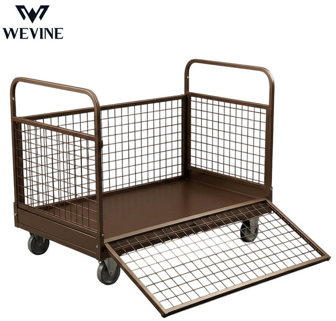 접이식 카트 물류창고 운반용 손수레 고하중 바스켓카트 롤테이너, 브라운 대형, 1개