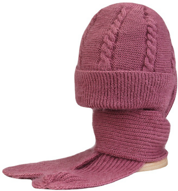 니트 모자 머플러 세트 겨울 방한 프리사이즈 도톰 넥워머 일체형 털모자