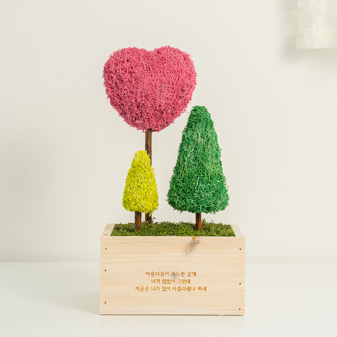 [커스텀 각인]편백나무 스칸디아모스 피규어 5종, 하트 블라썸(자유각인)