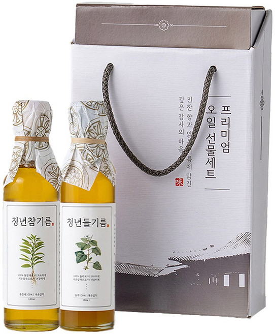 전라도청년 저온압착 청년참기름 180ml+청년들기름 180ml 명절선물세트, 2개, 180ml
