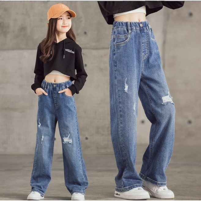 아이짱 초등학생 주니어 여아 데일리 찢어진청바지 고학년