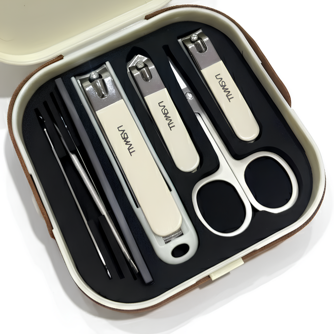 라스몰 휴대용 발톱 손톱깎이 8종 세트, 1개, 아이보리 8종
