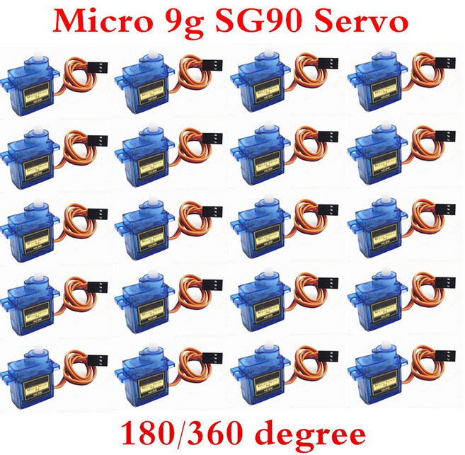 10 20PCS 360 학위 자동차 RC 9G 마운트 ARDUINO 키트 모터 UNO DIY 메탈 기어 비행기 프로 180 SG90 서보, 20Pcs 180 Degree