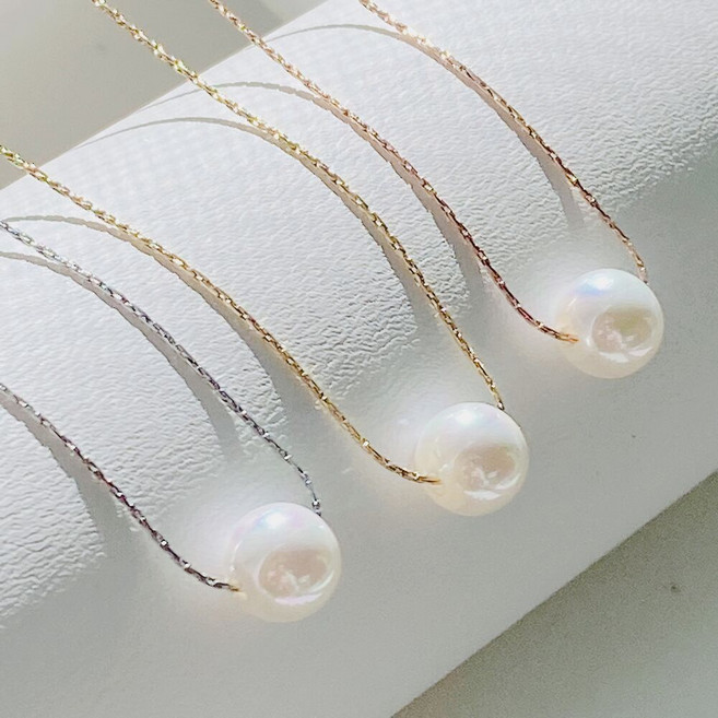 [써지컬스틸] 진주 스키니 체인 목걸이