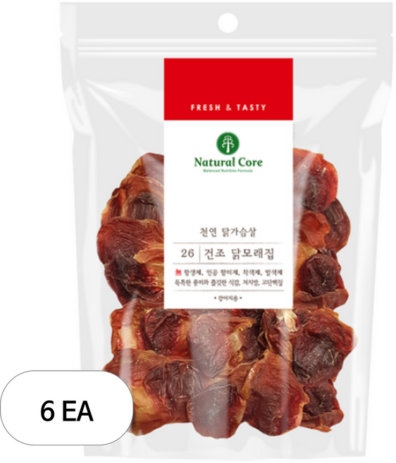 네츄럴코어 강아지 건조 간식, 닭모래집, 120g, 6개