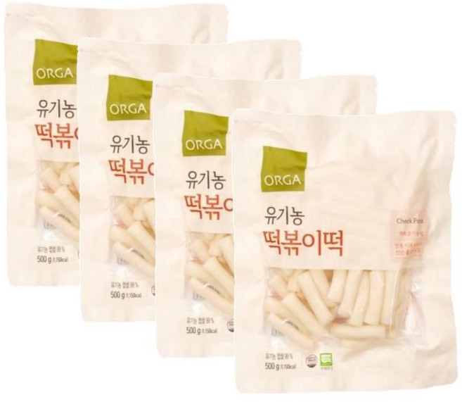 올가 유기농 떡볶이떡, 4개, 500g