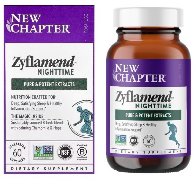 New Chapter Sleep Aid Zyflamend Nighttime 뉴 챕터 슬리피 에이드 자이플라멘드 나이트타임 60베지캡슐, 1개, 1, 60정