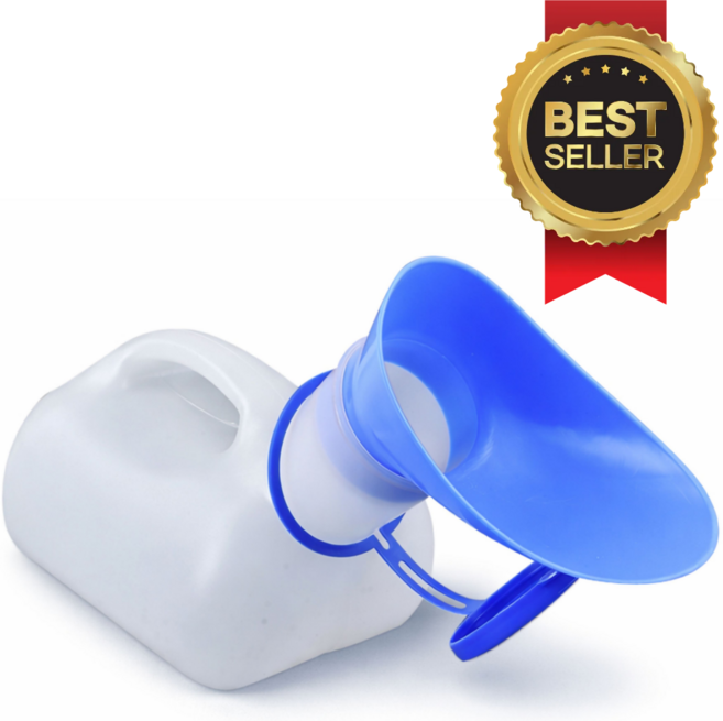 로로랜디 남녀공용 간이 소변통 이동형 병원 환자 소변기 차량용 휴대용 가정용 요강 깔때기 1000ML, 화이트, 1개