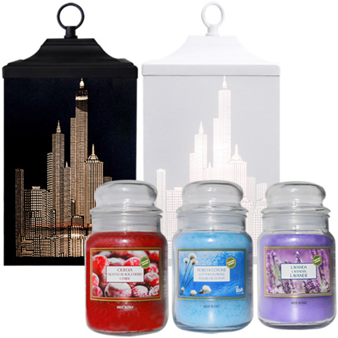 메트로 대 캔들워머 페탈리캔들 라지자 세트(전구 포함), 메트로 대 화이트+페탈리-블랙체리