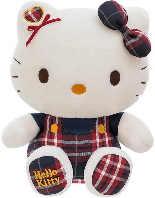 헬로키티 체크옷 캐릭터 대형 인형 봉제인형, 1개, onecolor, 45cm