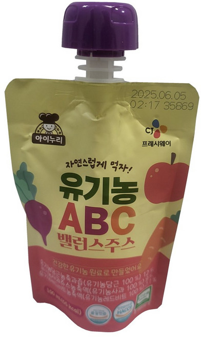 CJ 아이누리 유기농ABC밸런스주스 box, 100ml, 40개