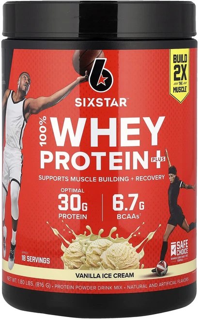 SIXSTAR Elite Series 100% 유청 단백질 플러스 바닐라 크림 821g, 2개 - 쿠팡