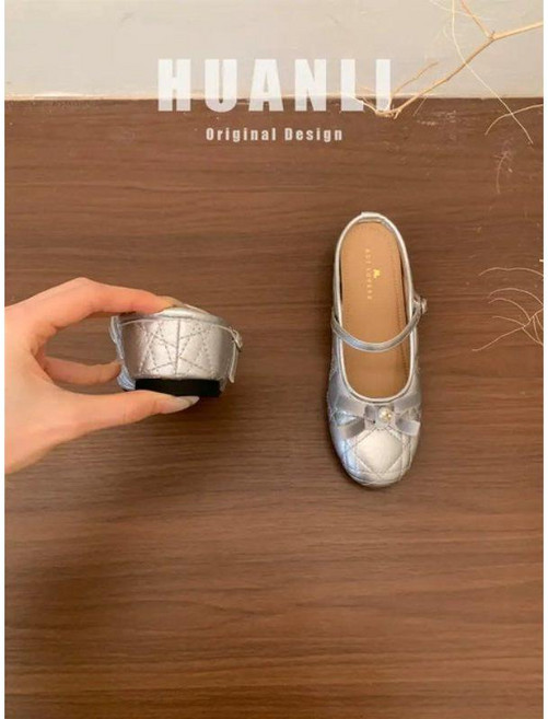 여성 실버 슬림핏 키높이 겉에 봄 발레풍 라운드 굽 슬리퍼 M05Z1D HOT2