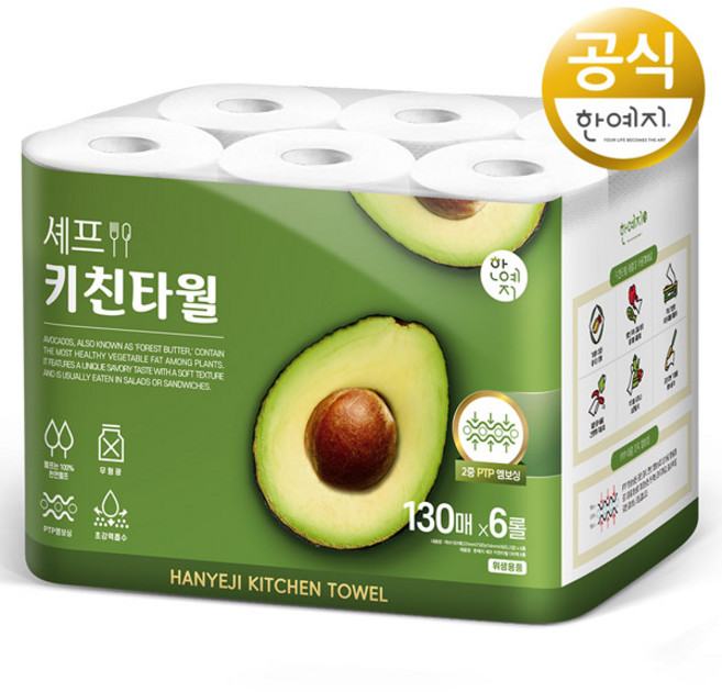 한예지 셰프 키친타올 130매 x 6롤 1팩, 1개