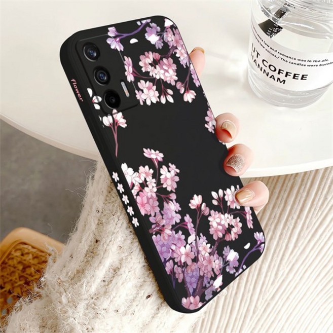OPPO Realme GT Master GT NEO2 XT GT2 Q5 Q3 Pro X2 K5 K9 용 충격 방지 실리콘 소프트 커버 작은 신선한 핑크 꽃 케이스, [00] Realme GT Master, [00] Black-618
