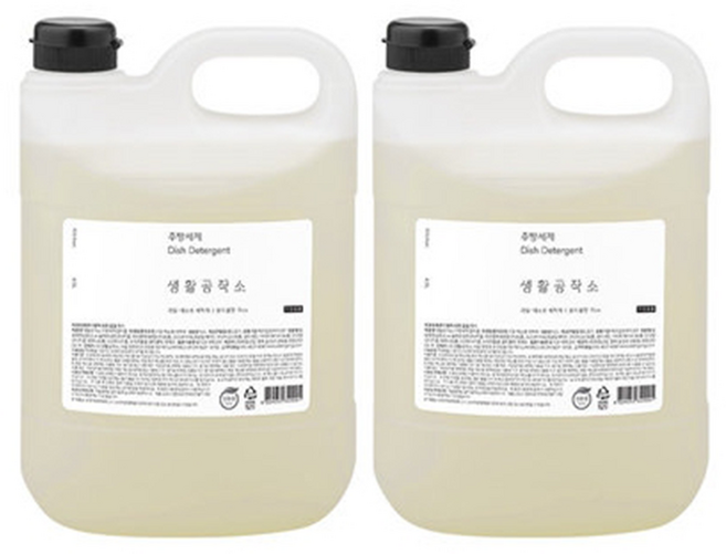 생활공작소 친환경 대용량 주방세제 리필 4L 1+1 쌀뜨물향, 2개