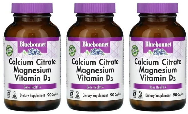 블루보넷 칼슘 시트레이트 마그네슘 비타민 D3 캐플렛, 90정, 3개 - 쿠팡